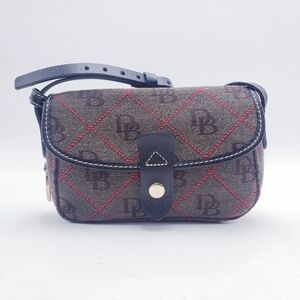 Vintage Dooney & Bourke Monogram Canvas Mini Shoulder Bag Brown